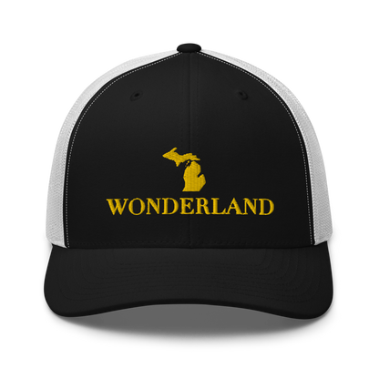 Michigan 'Wonderland' Trucker Hat (Didone Font) | Gold Embroidery