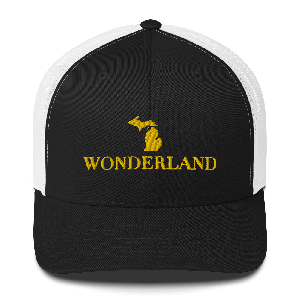 Michigan 'Wonderland' Trucker Hat (Didone Font) | Gold Embroidery