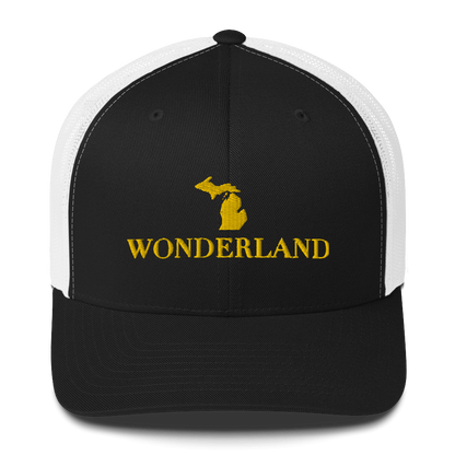 Michigan 'Wonderland' Trucker Hat (Didone Font) | Gold Embroidery