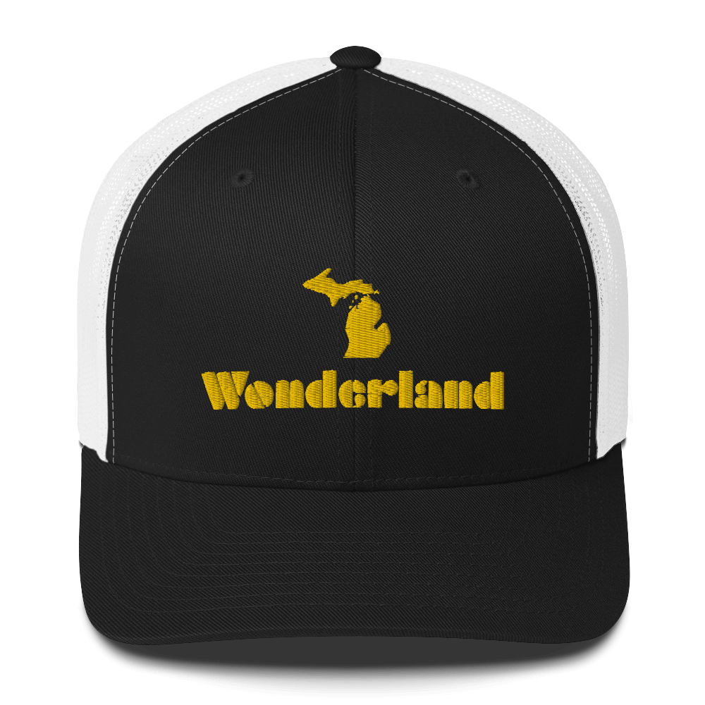 Michigan 'Wonderland' Trucker Hat (Art Deco Font) | Gold Embroidery