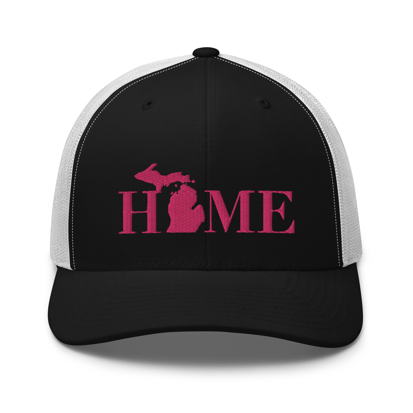 Michigan 'Home' Trucker Hat (Didone Font) | Pink Embroidery