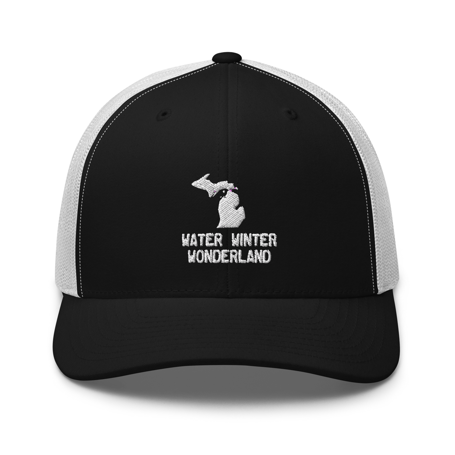 Michigan 'Water Winter Wonderland' Trucker Hat (w/ MI Outline)