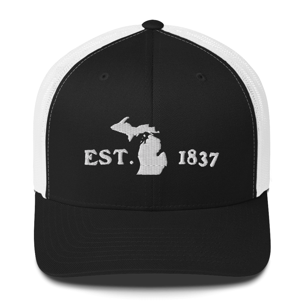 Michigan 'EST 1837' Trucker Hat (Woodcut Font)