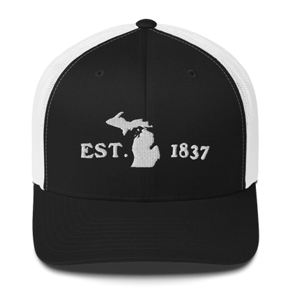 Michigan 'EST 1837' Trucker Hat (Woodcut Font)