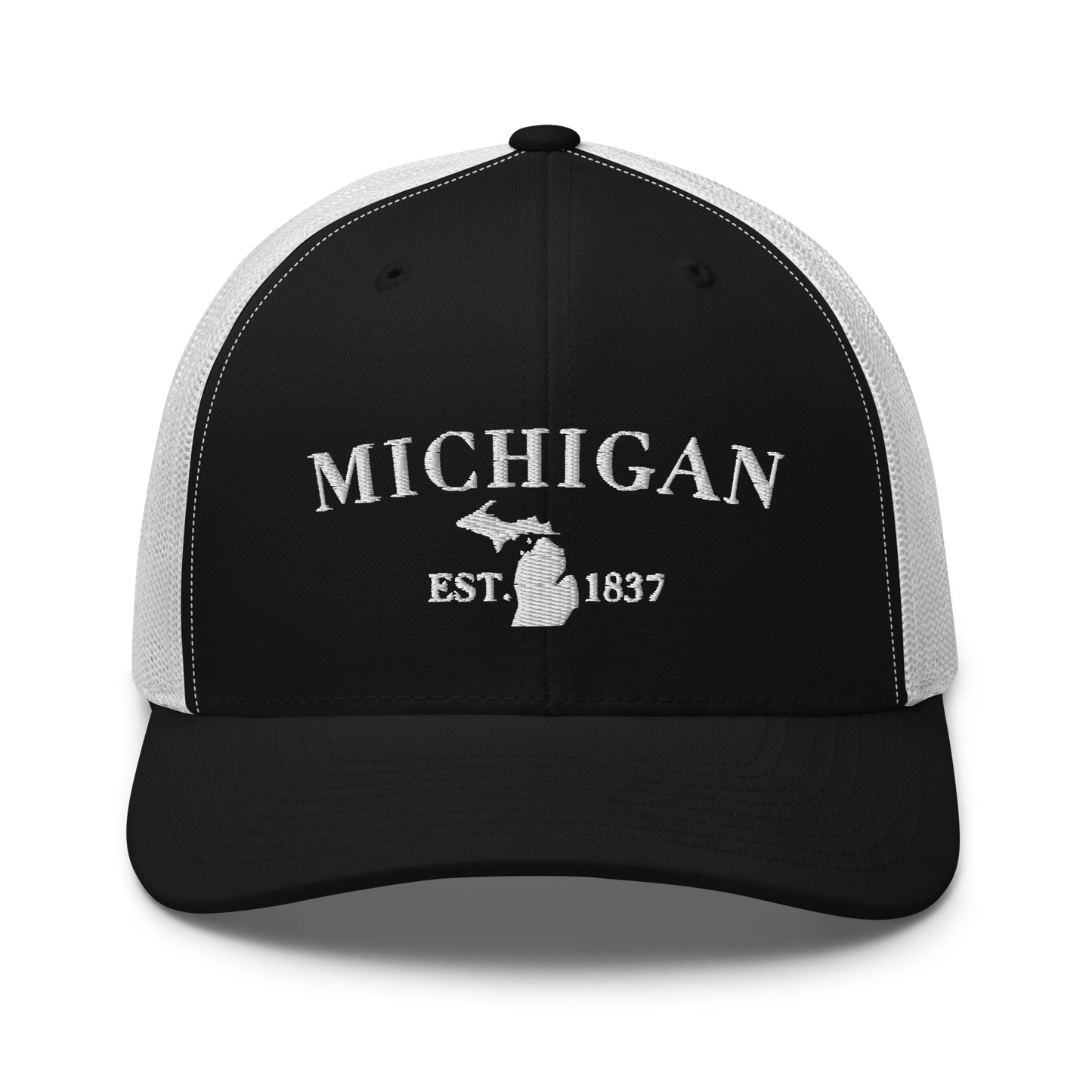 'Michigan EST 1837' Trucker Hat (Didone Font)