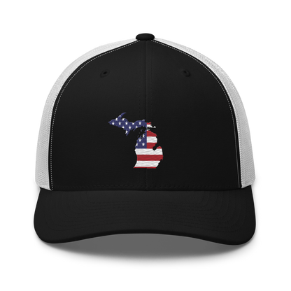 State of Michigan Trucker Hat (w/ USA Flag Outline)