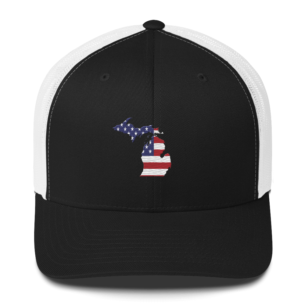 State of Michigan Trucker Hat (w/ USA Flag Outline)