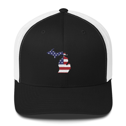 State of Michigan Trucker Hat (w/ USA Flag Outline)