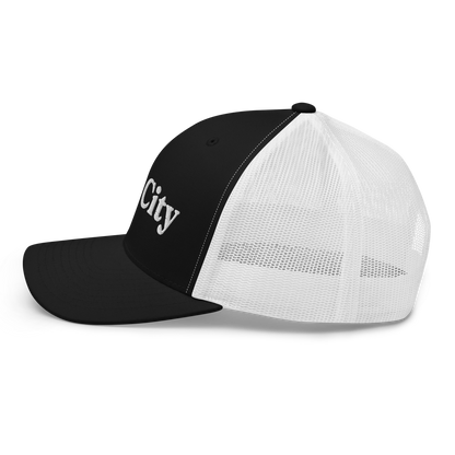 'Bay City' Trucker Hat | White/Black Embroidery