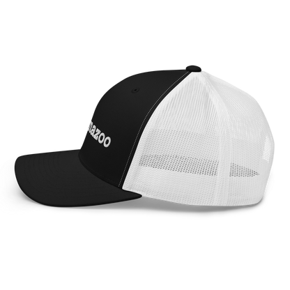 'Kalamazoo' Trucker Hat | White/Black Embrodiery