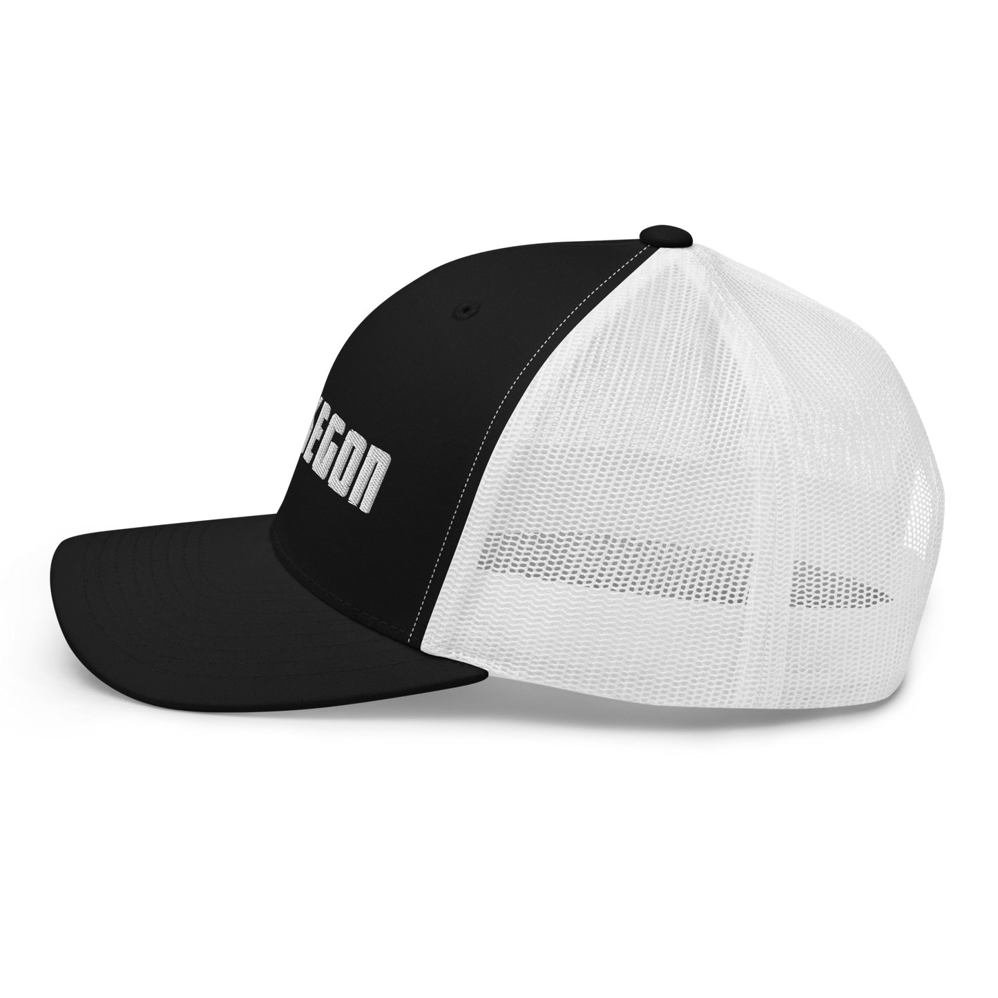 'Muskegon' Trucker Hat | White/Black Embroidery