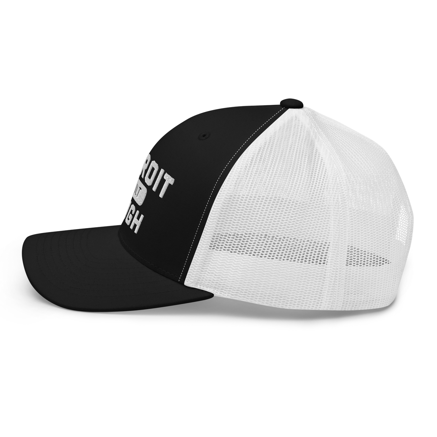 'Built Detroit Tough' Trucker Hat | White/Black Embroidery