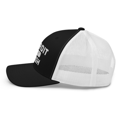 'Built Detroit Tough' Trucker Hat | White/Black Embroidery