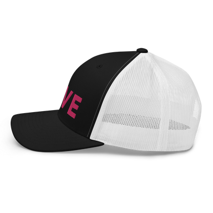 Michigan 'Love' Trucker Hat (Geometric Sans Font) | Pink Embrodiery