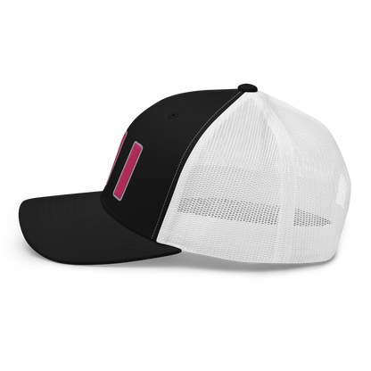 Michigan 'MI' Trucker Hat (1940s Baseball Font) | Pink Embroidery