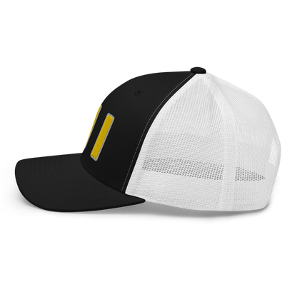 Michigan 'MI' Trucker Hat (1940s Baseball Font) | Gold Embroidery