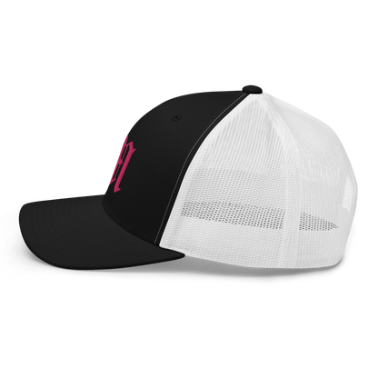 Michigan 'Old English M' Trucker Hat | Pink Embroidery