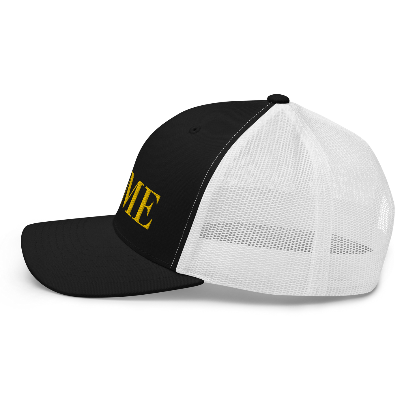 Michigan 'Home' Trucker Hat (Didone Font) | Gold Embroidery