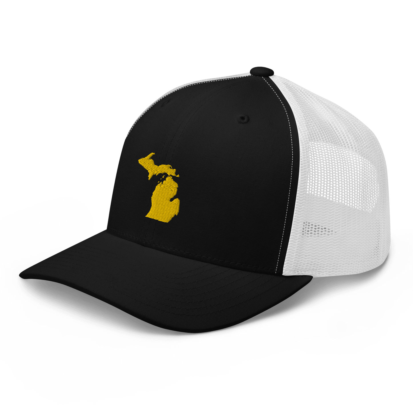 Michigan Trucker Hat (w/ Michigan Outline) | Gold Embroidery - Circumspice Michigan