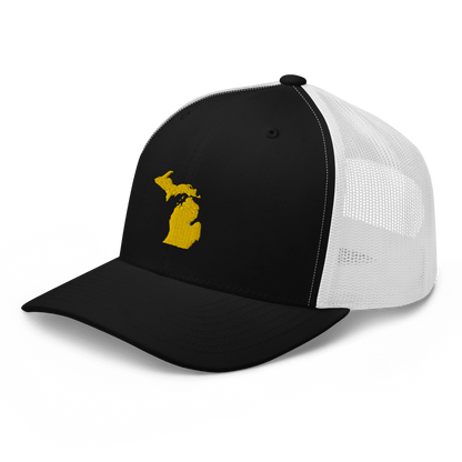 Michigan Trucker Hat (w/ Michigan Outline) | Gold Embroidery - Circumspice Michigan