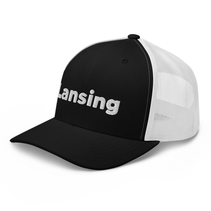 'Lansing' Trucker Hat | White/Black Embroidery