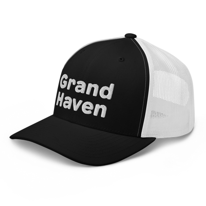 'Grand Haven' Trucker Hat | White/Black Embroidery