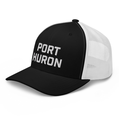 'Port Huron' Trucker Hat | White/Black Embroidery