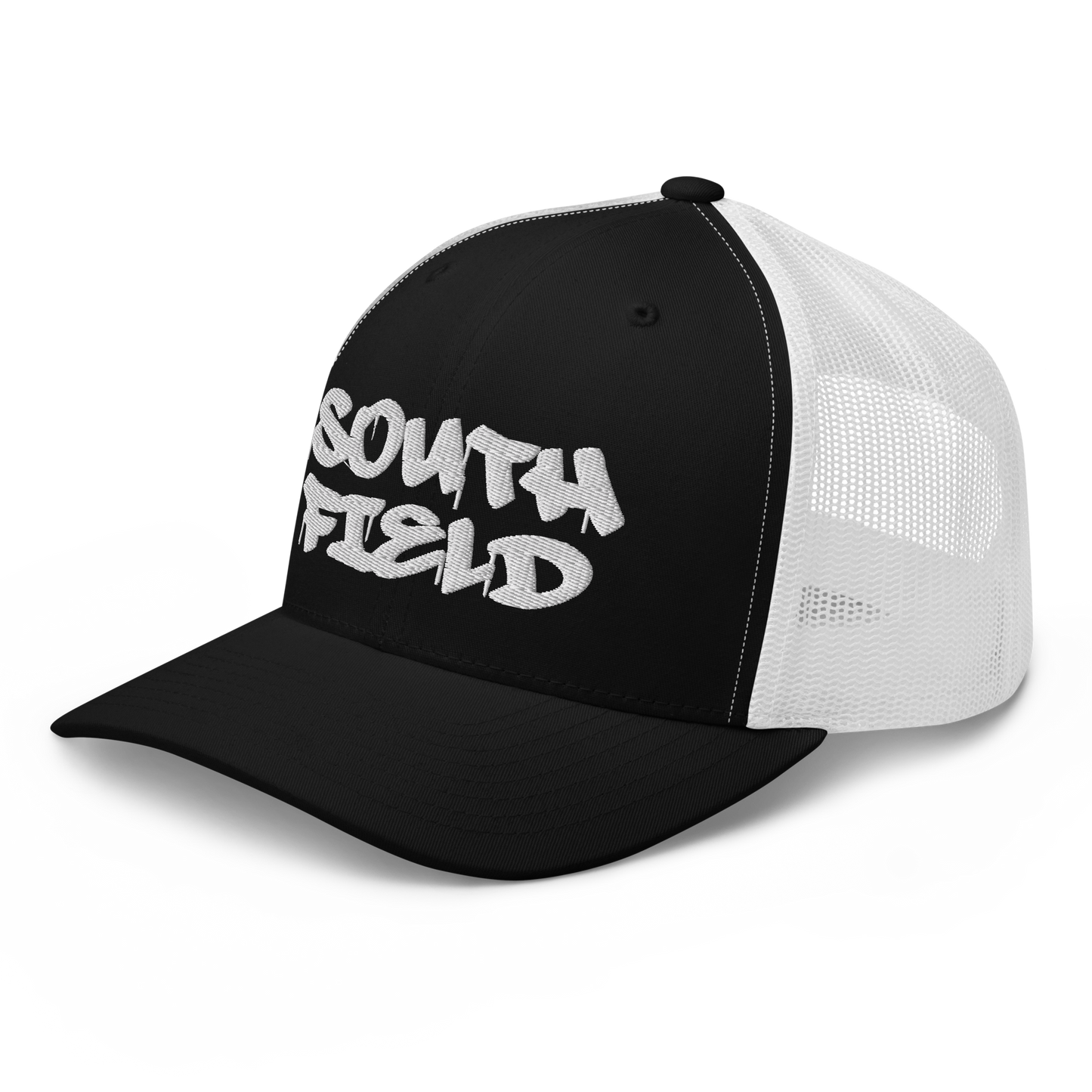 'Southfield' Trucker Hat | White/Black Embroidery