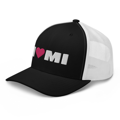 Michigan 'I ❤️ MI' Trucker Hat (French Olive Font)