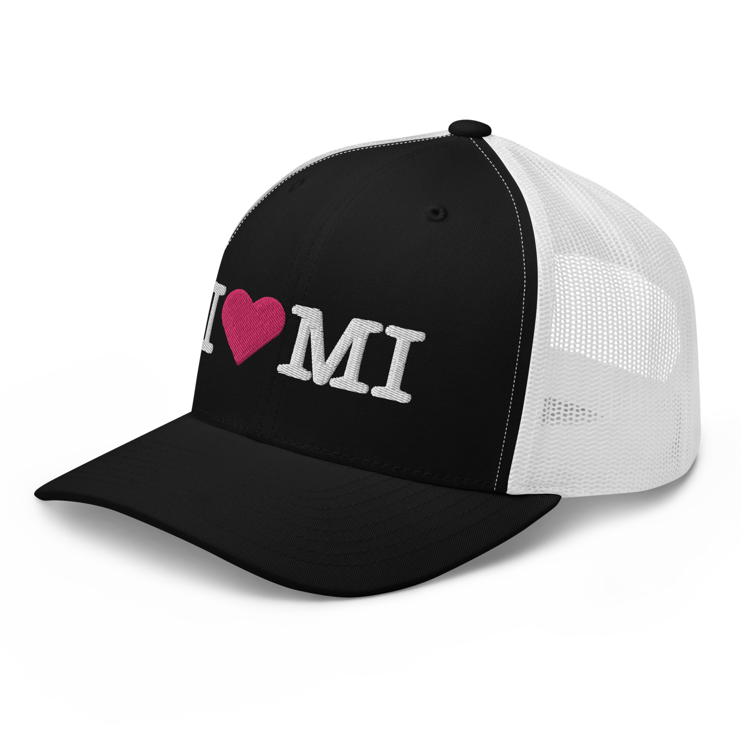 Michigan 'I ❤️ MI' Trucker Hat (Typewriter Font)