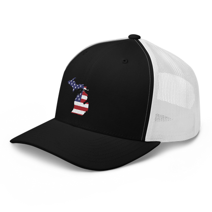 State of Michigan Trucker Hat (w/ USA Flag Outline)