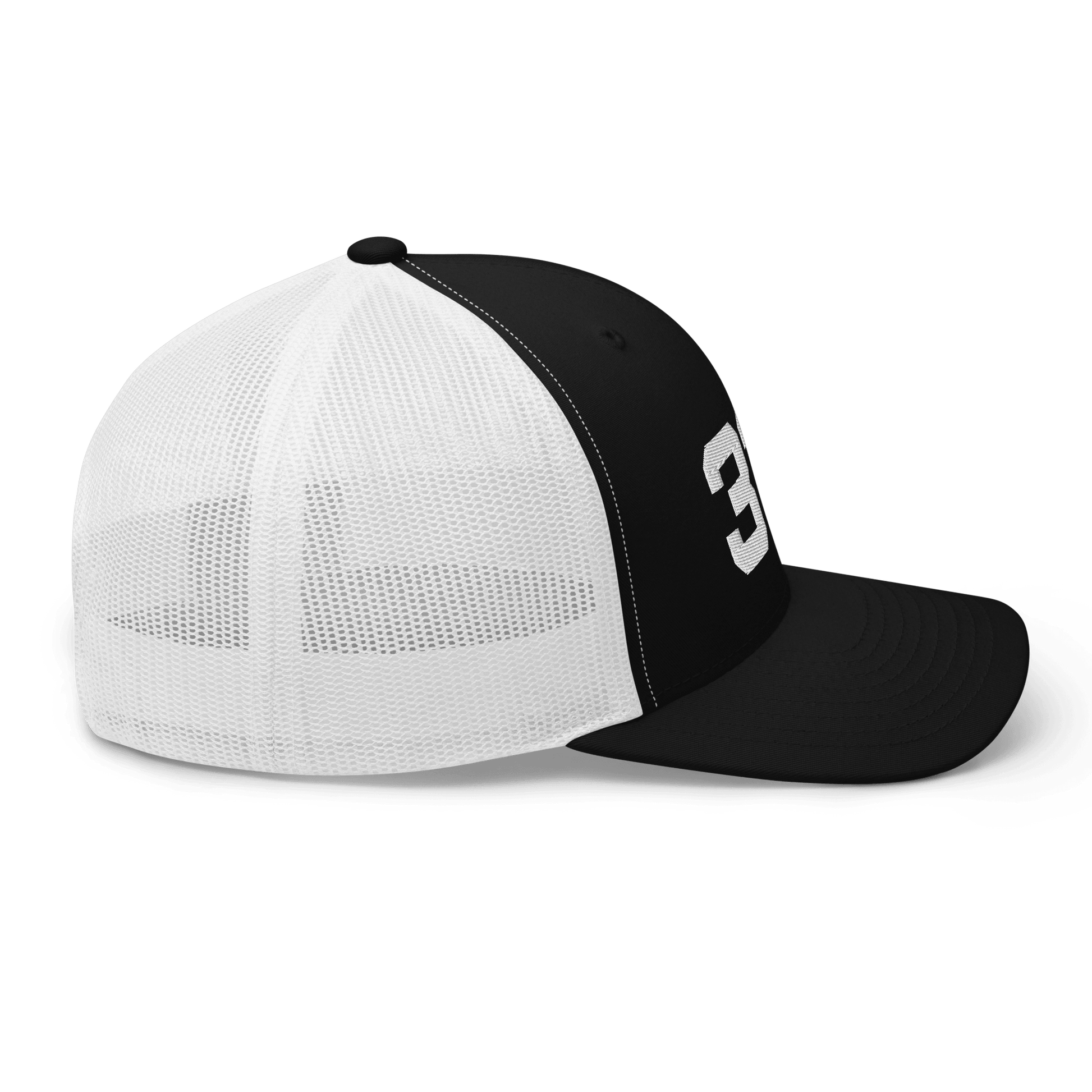 Detroit '313' Trucker Hat | White/Black Embroidery - Circumspice Michigan