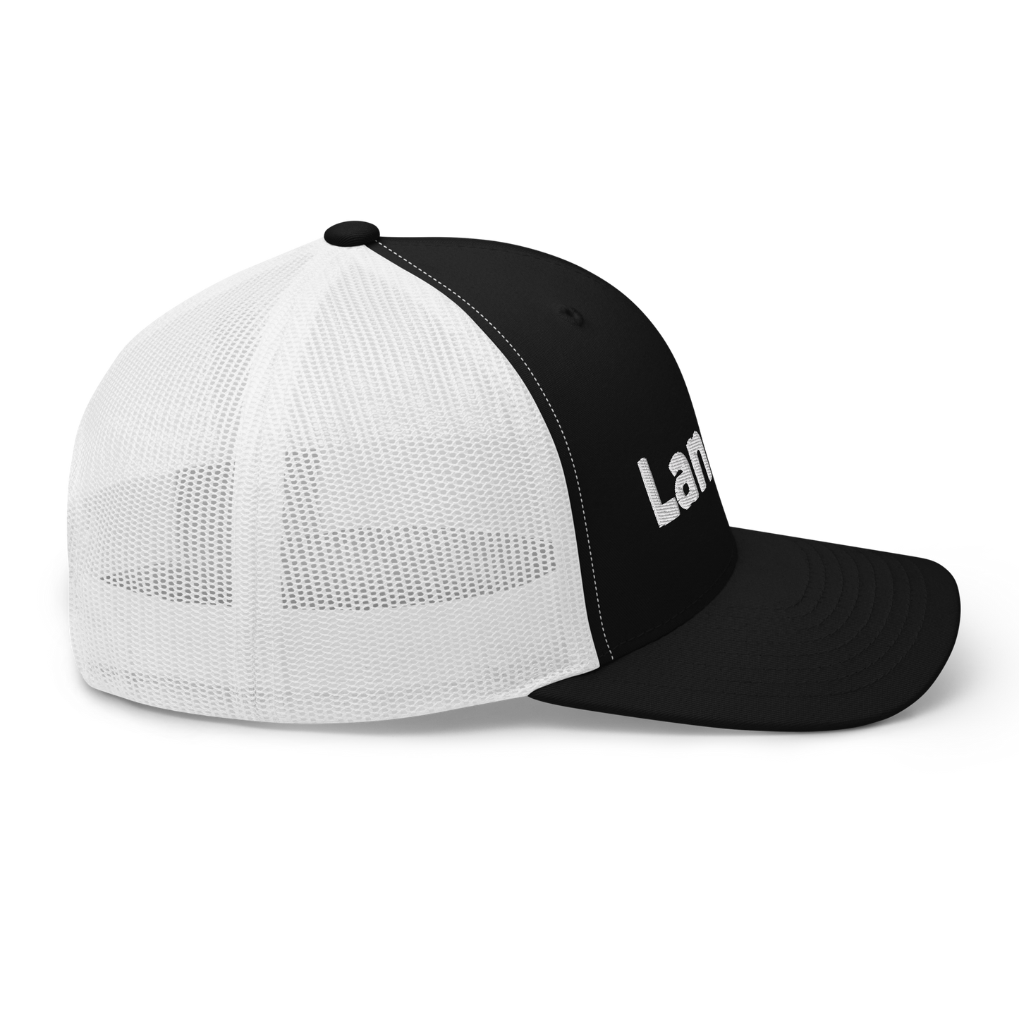 'Lansing' Trucker Hat | White/Black Embroidery