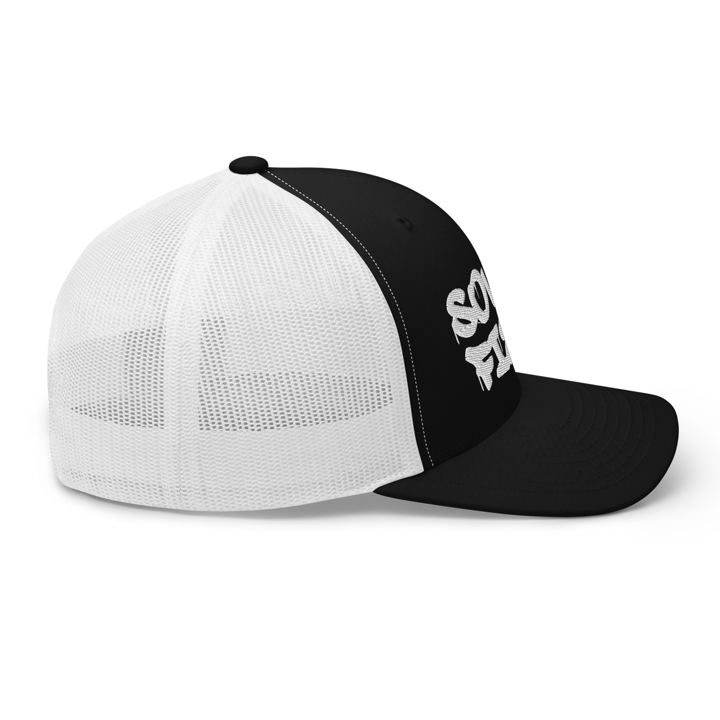 'Southfield' Trucker Hat | White/Black Embroidery