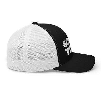 'Southfield' Trucker Hat | White/Black Embroidery