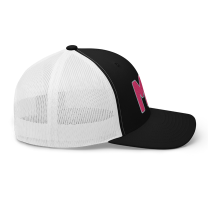 Michigan 'MI' Trucker Hat (1940s Baseball Font) | Pink Embroidery