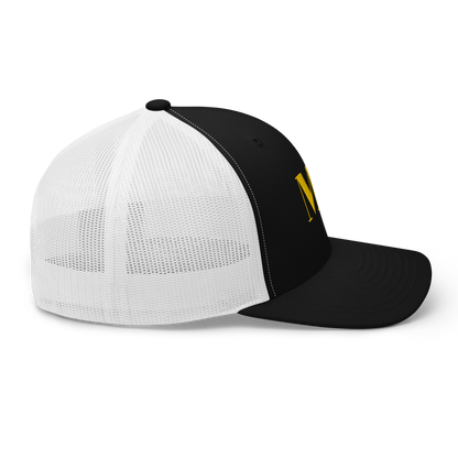 Michigan 'MI' Trucker Hat (Didone Logotype) | Gold Embroidery