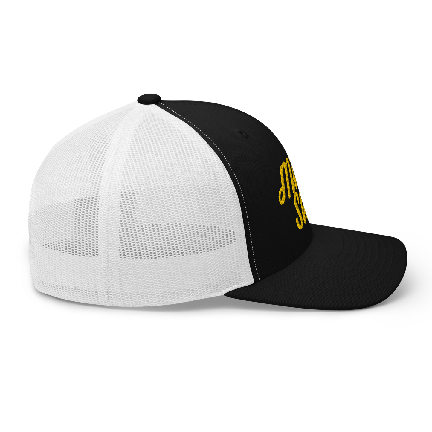 Michigan 'Mitten State' Trucker Hat (Script Font) | Gold Embroidery