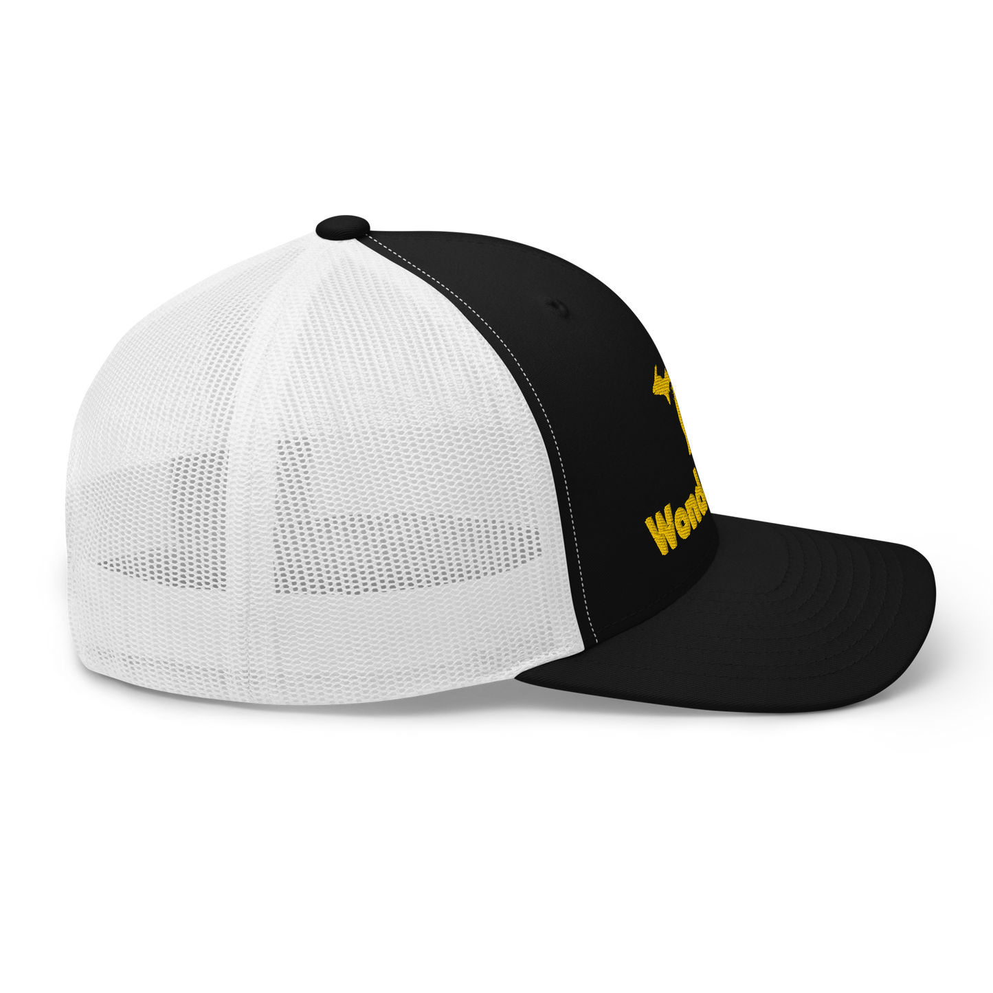 Michigan 'Wonderland' Trucker Hat (Geometric Sans Font) | Gold Embroidery