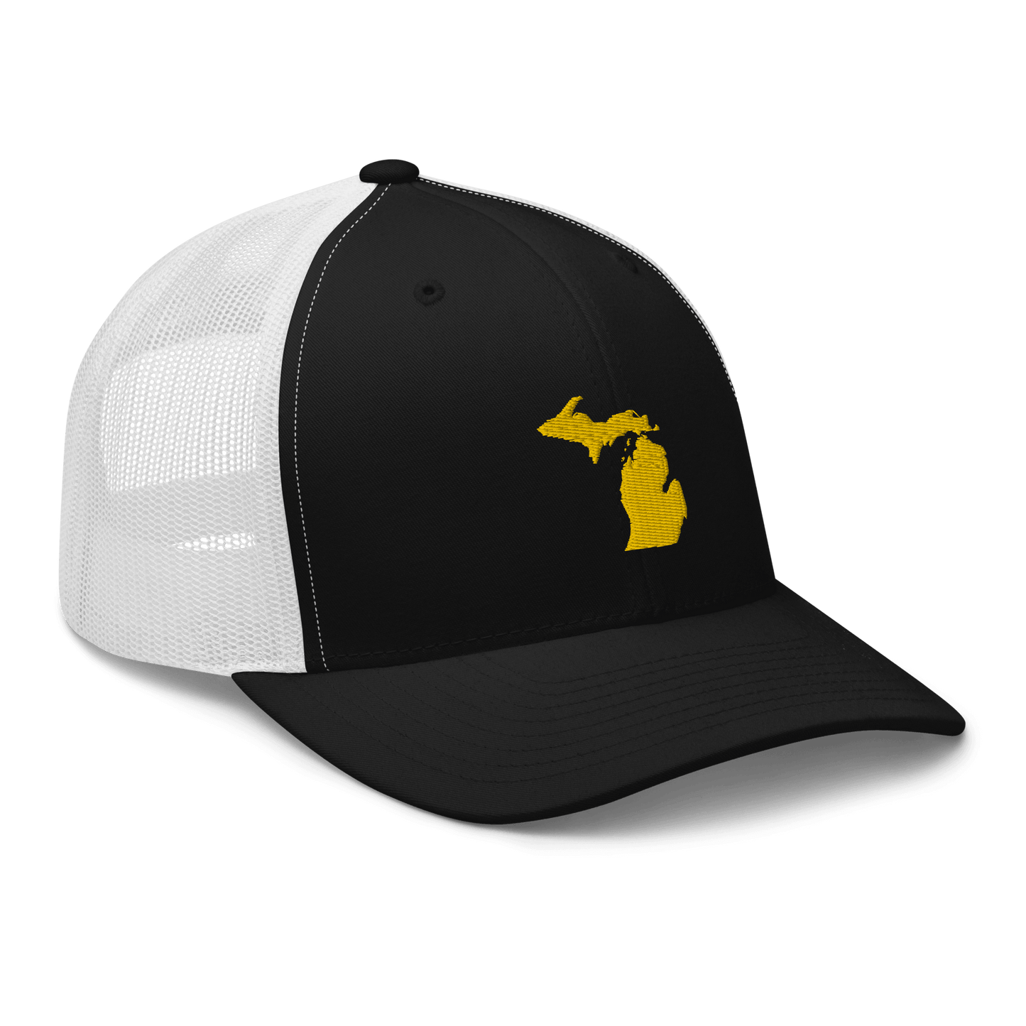 Michigan Trucker Hat (w/ Michigan Outline) | Gold Embroidery - Circumspice Michigan