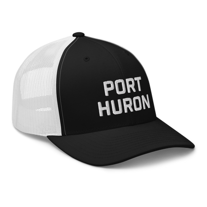 'Port Huron' Trucker Hat | White/Black Embroidery