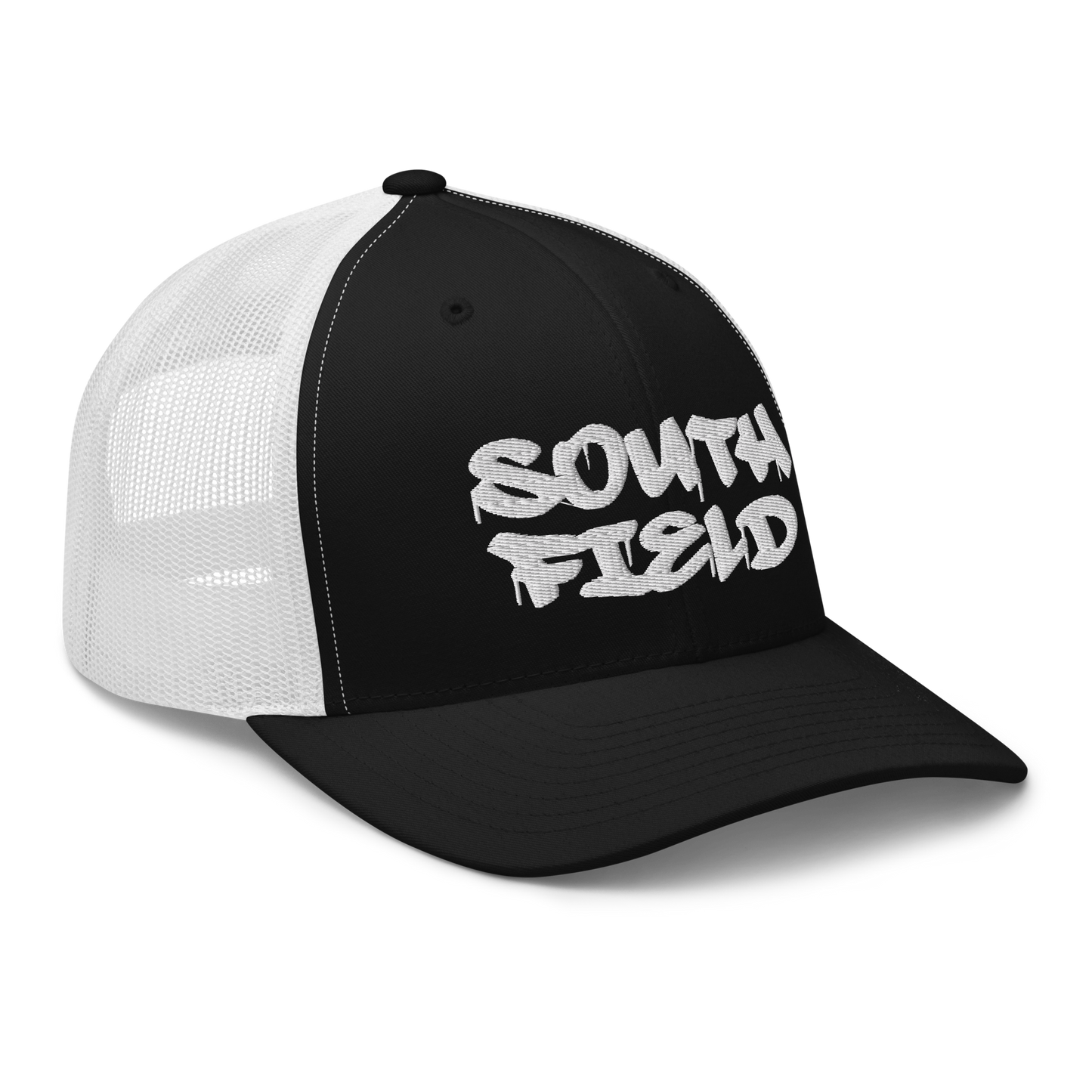 'Southfield' Trucker Hat | White/Black Embroidery