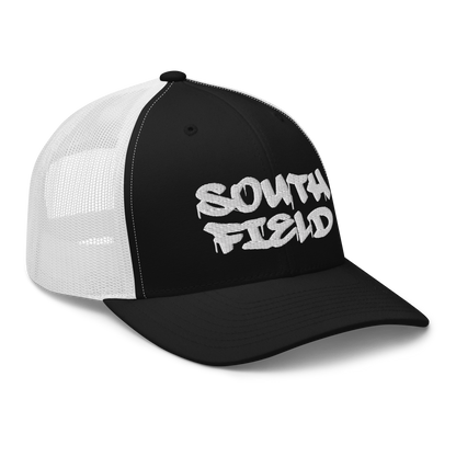 'Southfield' Trucker Hat | White/Black Embroidery