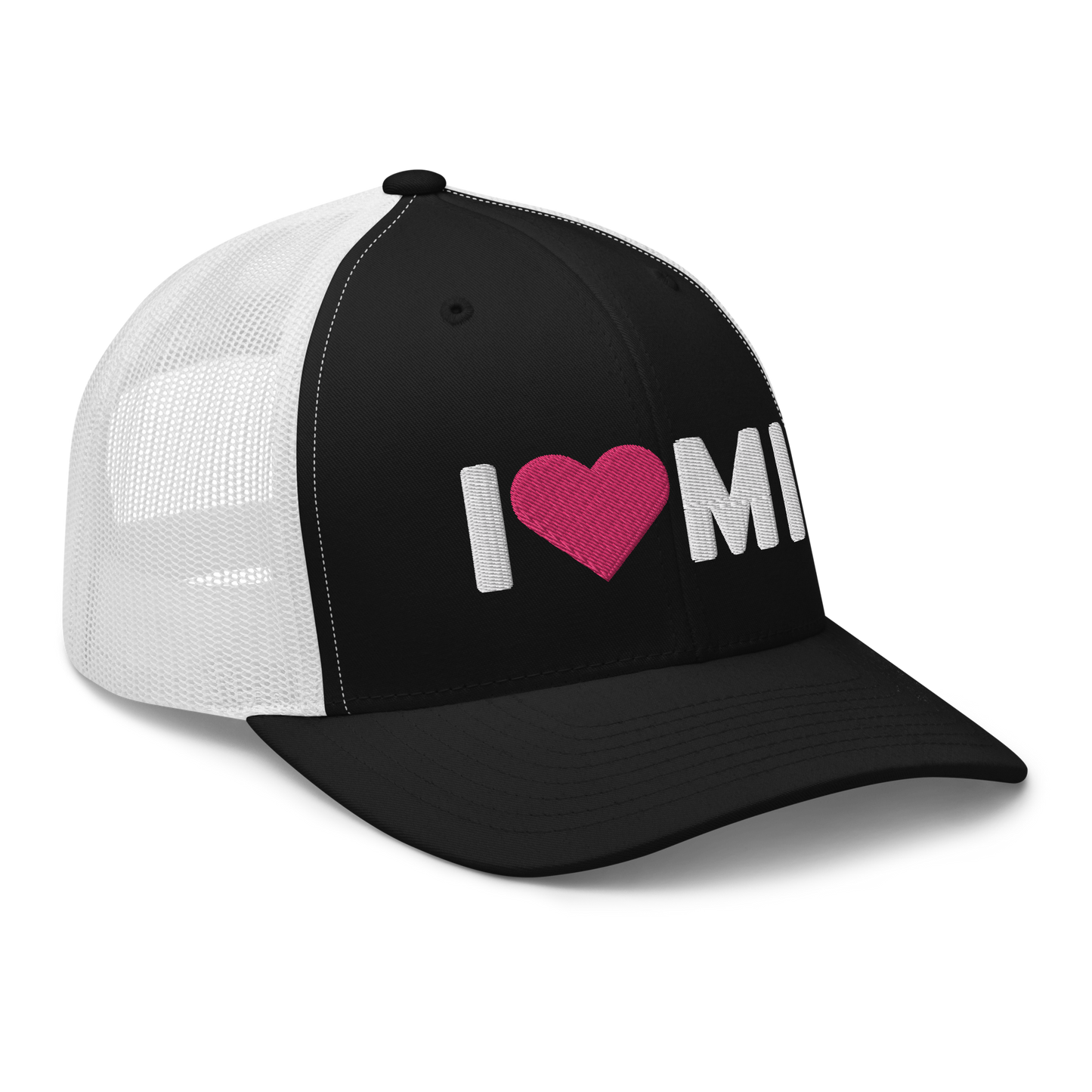 Michigan 'I ❤️ MI' Trucker Hat (Rounded Swiss Font)