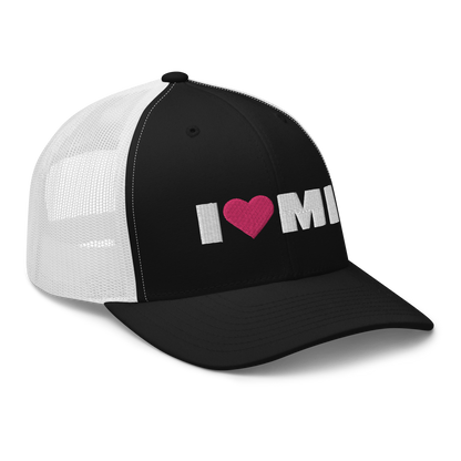 Michigan 'I ❤️ MI' Trucker Hat (French Olive Font)