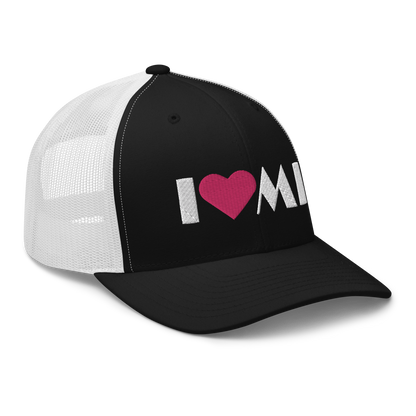 Michigan 'I ❤️ MI' Trucker Hat (Art Deco Font)