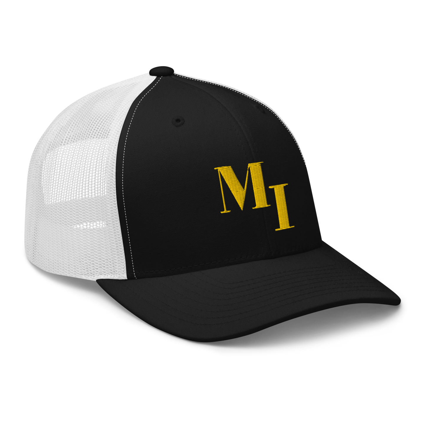 Michigan 'MI' Trucker Hat (Didone Logotype) | Gold Embroidery