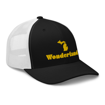 Michigan 'Wonderland' Trucker Hat (Art Deco Font) | Gold Embroidery