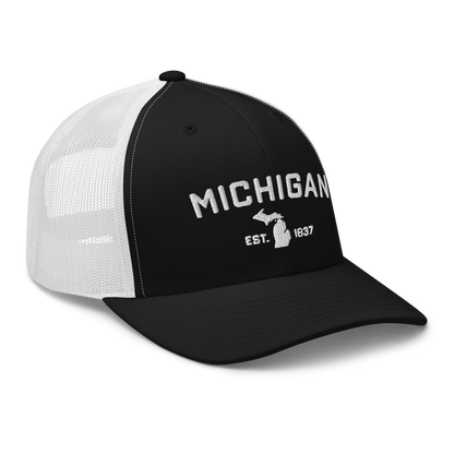 'Michigan EST 1837' Trucker Hat (Athletic Font)