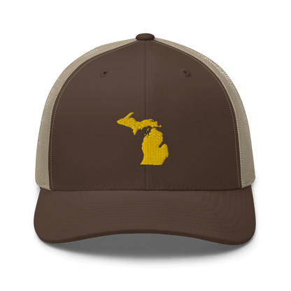 Michigan Trucker Hat (w/ Michigan Outline) | Gold Embroidery - Circumspice Michigan